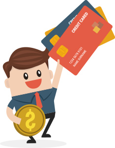 Man with credit cards Man with credit cards